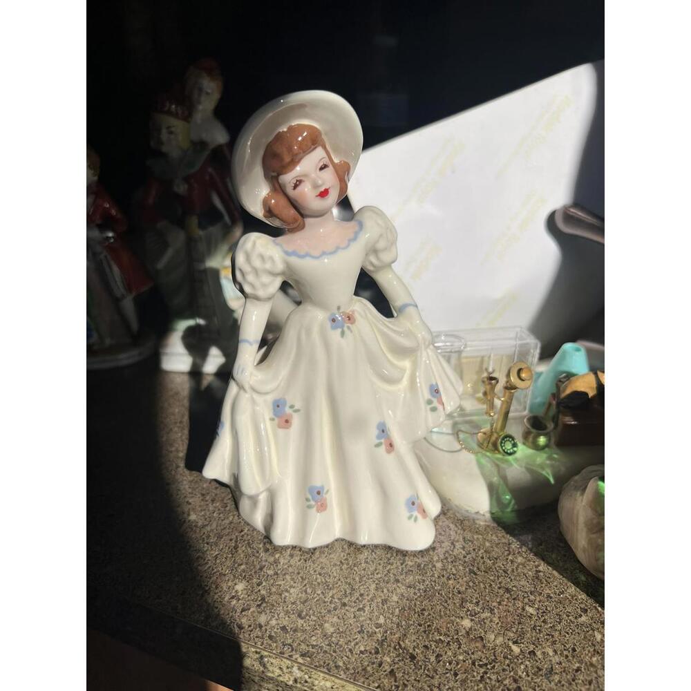 Vintage Florence Ceramics California Lady Figurine in White Dress
